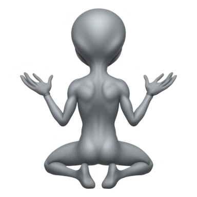 fullbody gray alien kneeling BACKVIEW sticker