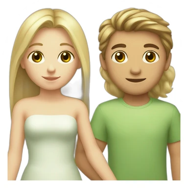 blonde girl with green eyes holding hands with boy with brown hair and hazel eyes sticker