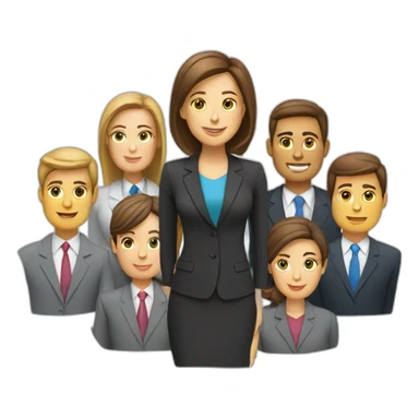 female life insurance advisor with business people sticker