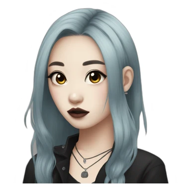 asian girl, dyed hair, piercings, goth sticker