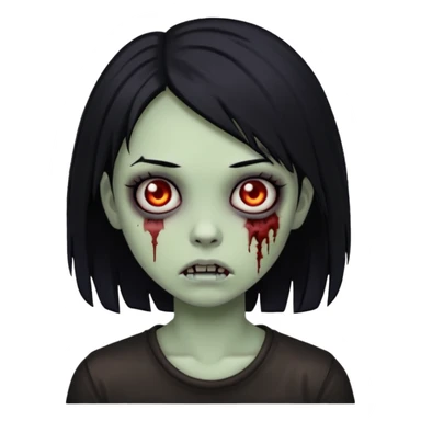 girl zombie with emo black hair emoji sticker