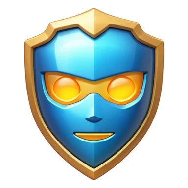 Clash of Clans aesthetic: Cinematic Playful 3D Isometric Energy Shield Emoji, rendered in a 3D vector-style similar to standard emojis with minimal shading and bold, simplified shapes. A compact, distinct form with signature details, softly glowing with a futuristic sci-fi warfare charm. Simplified yet unmistakably iconic, highly detailed and consistent, glowing with a soft radiance and high shine. Stylized with a touch of high-tech brilliance and a soft glowing outline, capturing the essence of a beloved gaming relic with a friendly, playful manner! sticker