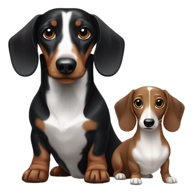 One black Dachshund and one white and brown Dachshund sticker