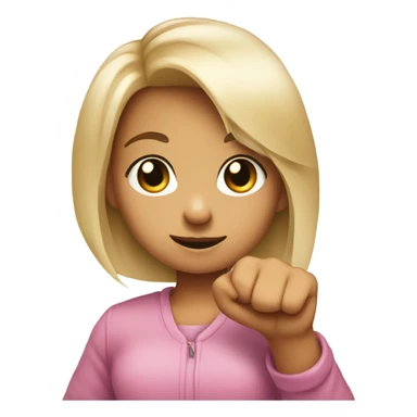 Girl doing a smile-pout and putting up a fist with just her pinky finger up straight  sticker