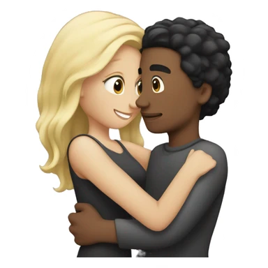a girl black hair hugging blond man sticker
