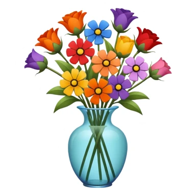Minimalistic flat vector icon, iOS style, thin black contour on white background. Flower bouquet arranged in a simple vase. Clean, elegant, no text, no shadows.
 sticker