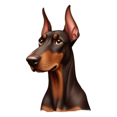 Chocolate and brown Doberman with long ears not cropped sticker