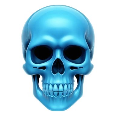 sminimalistic 3d blue neon glowing transparent skull sticker