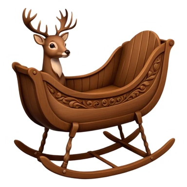 noel wood cradle with deer sticker
