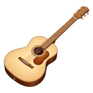 “Flat vector icon of a Cuban tres guitar in three-quarter view, warm brown wood, thick dark outline, minimal details, centered on a soft warm cream or beige rounded-square (or circle) background; outside that shape everything is transparent. High resolution PNG.” sticker