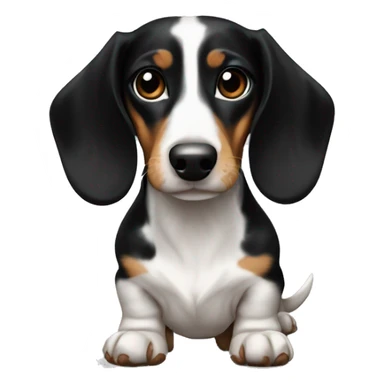 Black white tan piebald dachshund  sticker