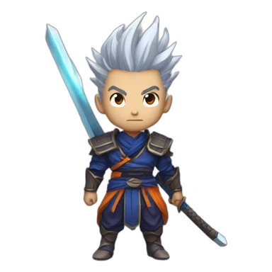 yasuo from lol with the style of dragon ball z sticker