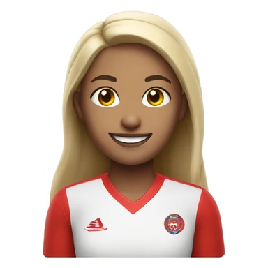 smiling girl in red jersey sticker