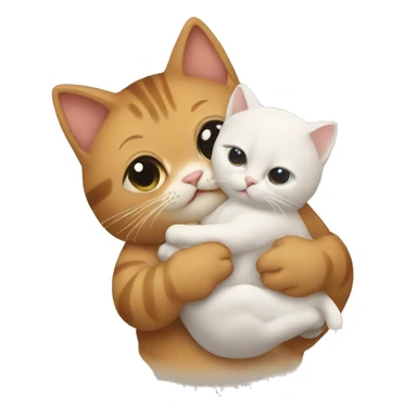 A cat holding a baby sticker