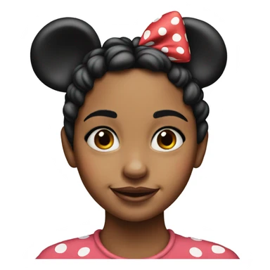 realistic portrait of a girl with minnie mouse ears sticker