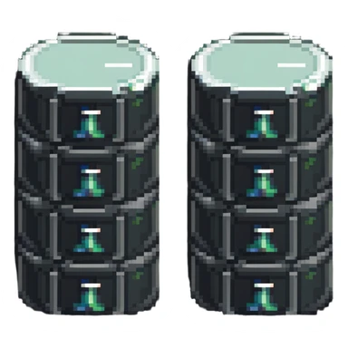 Classic database cylinder stacks with SQL logo in pixel style sticker