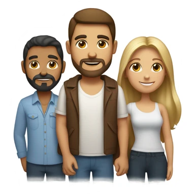 Puerto rican beard short brown hair  with blond long hair woman and brown long hair girl Family  sticker