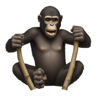 ape hands trying to break a bundle of sticks sticker