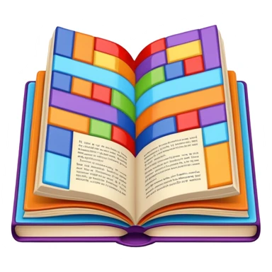 an open book with a dark cover. on the pages of the book, there are examples of tiles in bright colors sticker
