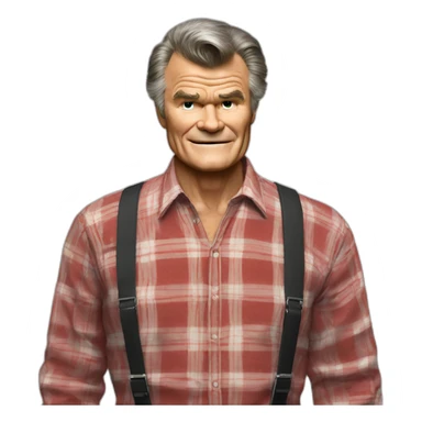 fred willard old red plaid shirt with suspenders sticker