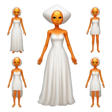 a orange alien woman full body in white Romanov dress sticker