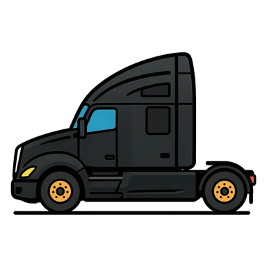 2025 Kenworth T680, black, side view, detailed vector illustration sticker