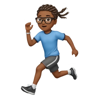black boy with glasses and braided hair running sticker