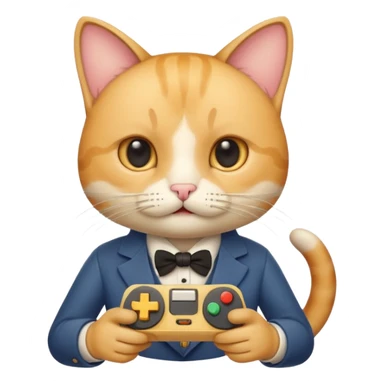 신사콧수염을 단 치즈고양이가 게임기를 들고있다 sticker