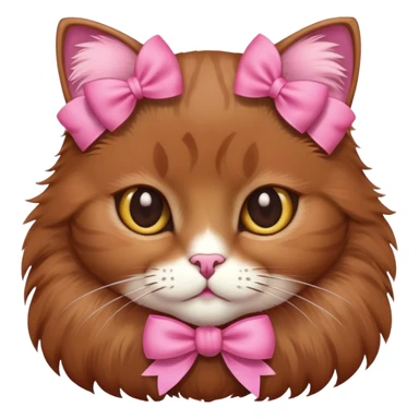 Brown cat with a pink bow  sticker