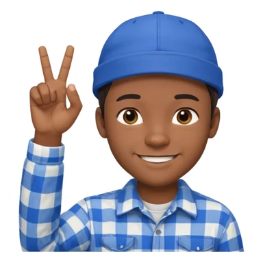 Emoji of a young man with dark hair, wearing a blue cap and a white flannel shirt, the young man is making a "like" gesture with his right hand sticker