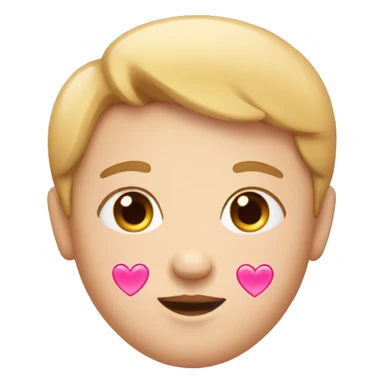 Emoji with pink hearts as blush sticker