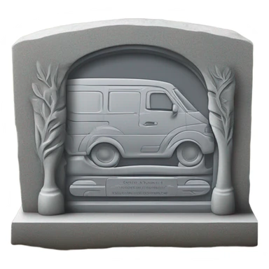 A gravestone with a minivan engraved on it sticker