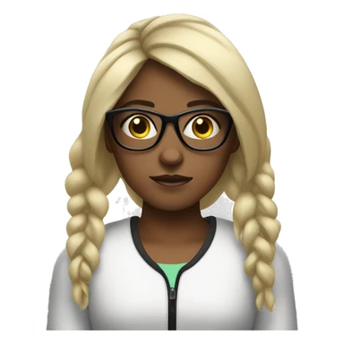 girl with totally black glasses so you can't see her eyes doing weightlifting sticker