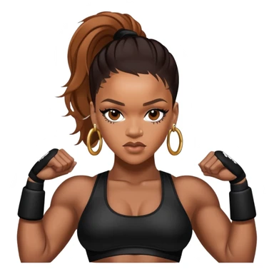 Mache mir ein Emoji mit Rihanna und ein grosser schwarzer Bodybuilding  sticker