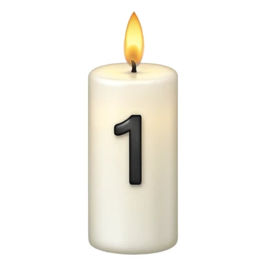white candle with number 1 sticker