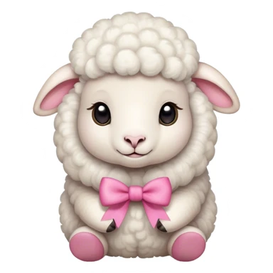 Cute white sheep with a pink bow sitting down sticker