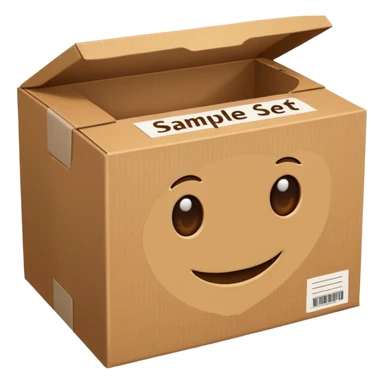 ein karton mit der beschriftun "musterset" sticker