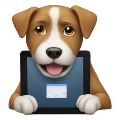 Dog is typing on an iPad  sticker