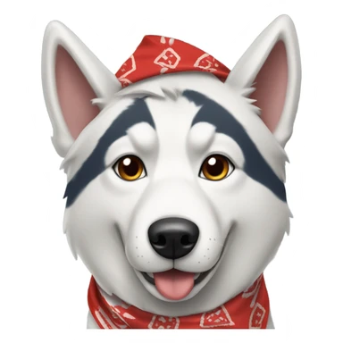 Husky dog wearing a red bandana sticker
