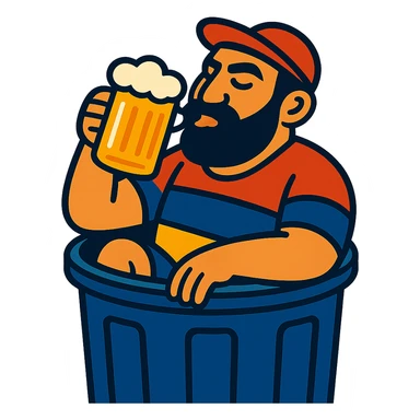 Armenian man drinking beer in a trash can sticker