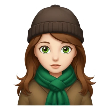 Girl green eyes brown long hair with winter clothes  sticker