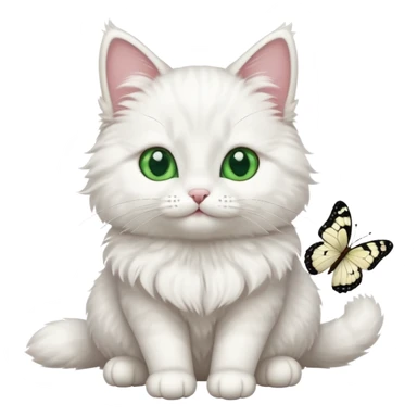 cute white cat with butterfly sticker