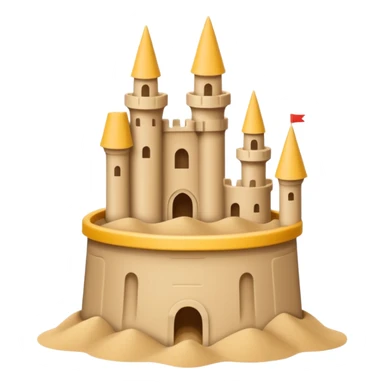 Bucket-shaped sand castle, made with an upside-down pail mold sticker
