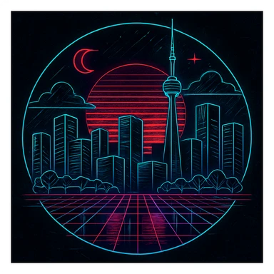 Make this image more edgy, 80's TRON, retro feel  sticker