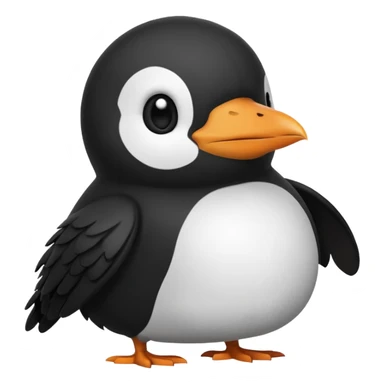 a hybrid of a crow and a penguin, emoji style sticker