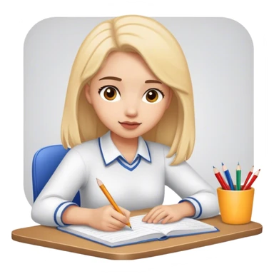 girl doing homework sticker