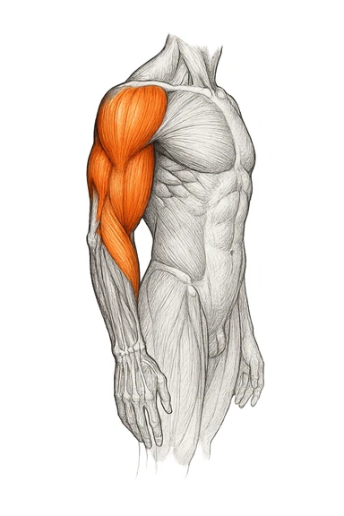 tricipite visto anatomicamente , illumina solo il tricipite, il resto fallo in bianco e nero sticker