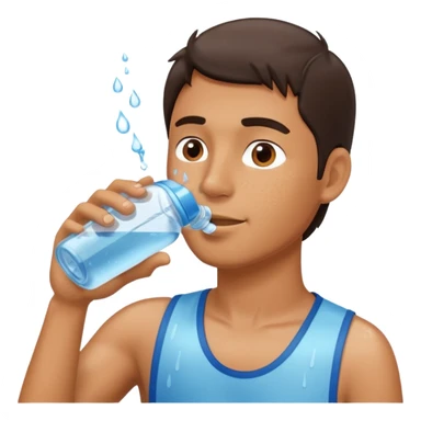 man drinking water from a bottle sticker