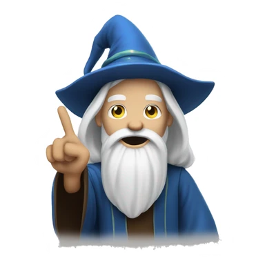 a wizard with a white beard shaking his index finger sticker