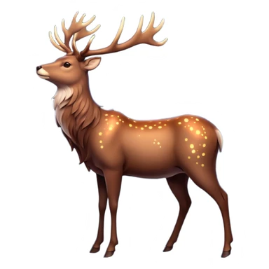 Celestial Stag emoji – full body, majestic stag with tall glowing antlers shaped like constellations, starry highlights on body, slight side angle sticker
